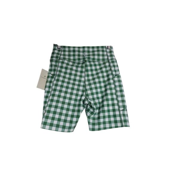 New Tuckernuck Women's Green Gingham Biker Shorts Size S Activewear 1868-22 - Picture 2 of 7